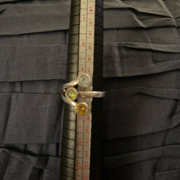 Sterling silver 925 ring w yellow/green/blue stones approximately sz 9-9.5 - Picture 7 of 8